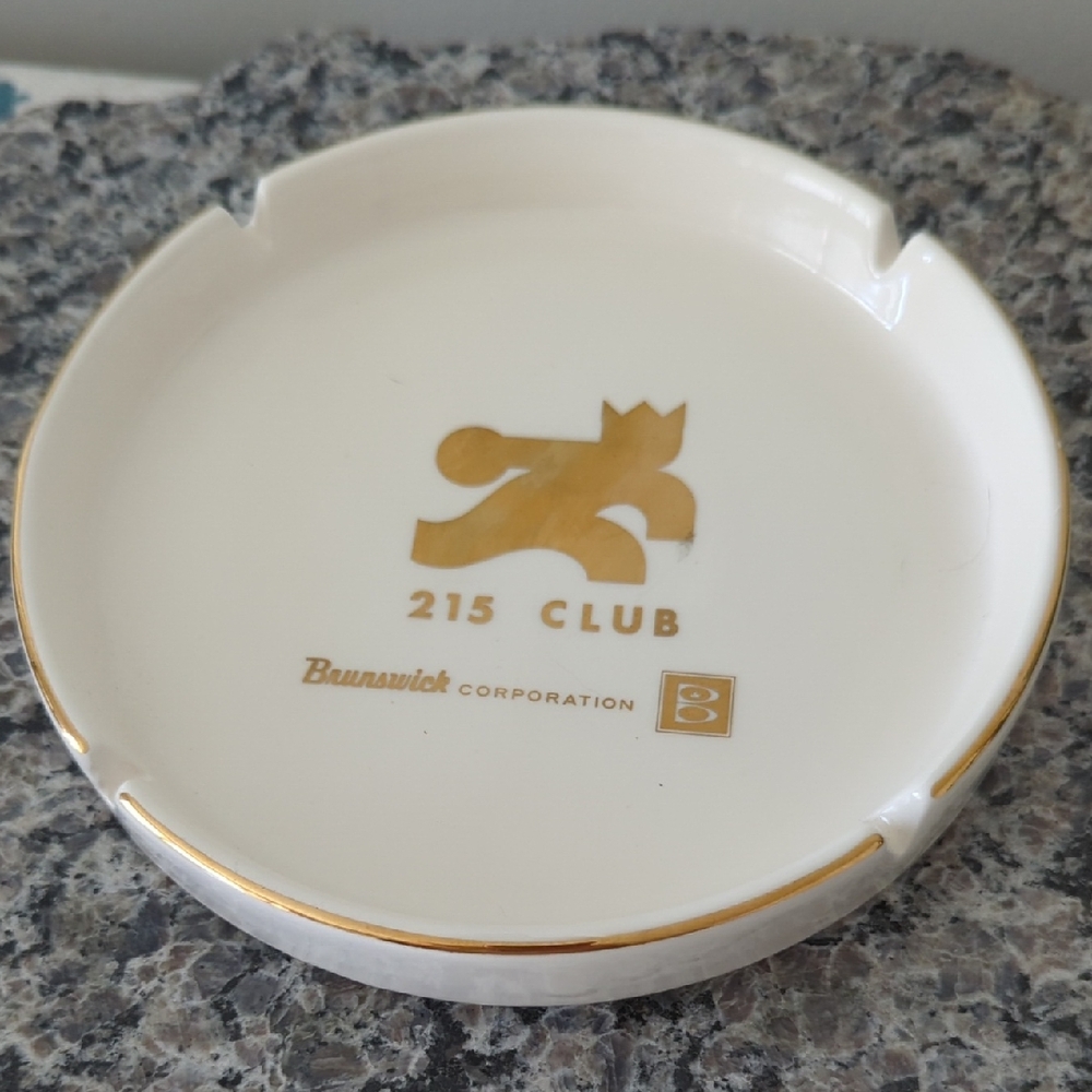 215 Club White and Gold Ashtray